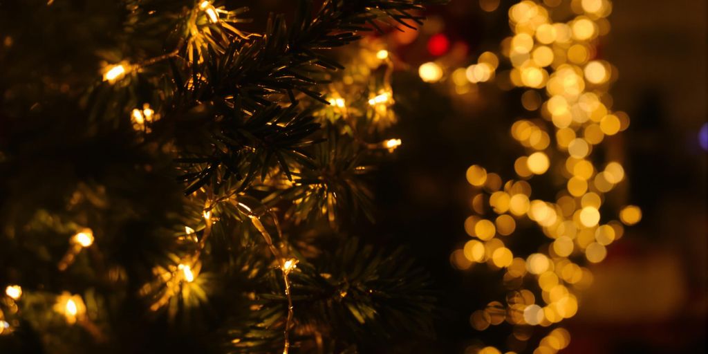 Festive Christmas scene with warm glow and subtle joyful elements.